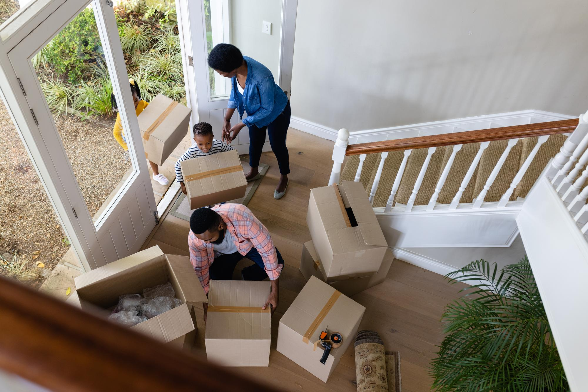 Family moving into a new home