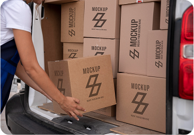 Team member carrying a box